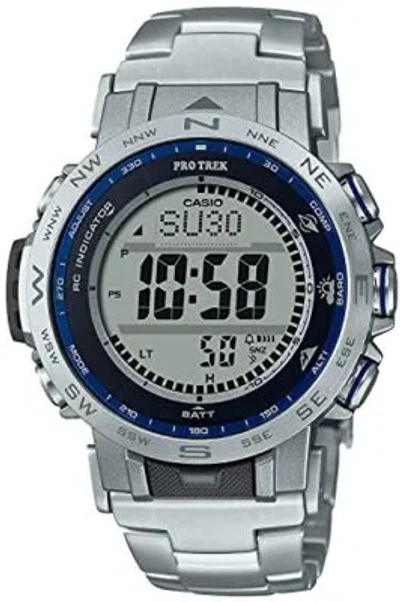 Pre-owned Casio Pro Trek Prw-31yt-7jf Solar Atomic Radio Titanium Band Digital Men's Watch