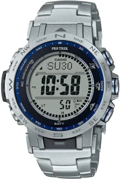 Pre-owned Casio Pro Trek Prw-31yt-7jf Solar Atomic Radio Titanium Band Digital Men`s Watch