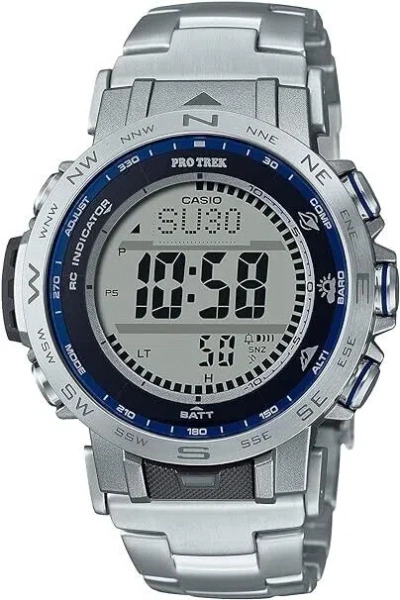 Pre-owned Casio Pro Trek Prw-31yt-7jf Solar Atomic Radio Titanium Band Digital Watch Men
