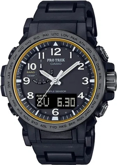 Pre-owned Casio Pro Trek Prw-51fc-1jf Climber Line Black Solar Composite Band Watch Men