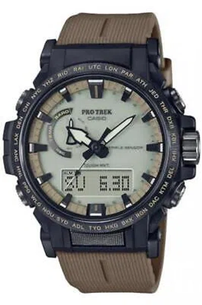 Pre-owned Casio Pro Trek Prw-61ld-5jf Climber Line Solar Radio Men Watch
