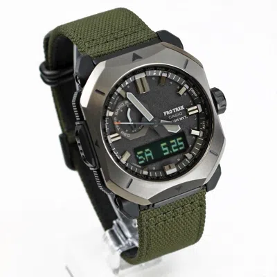 Pre-owned Casio Pro Trek Prw-6900yb-3jf Cordura Band Radio Solar Analog Digital