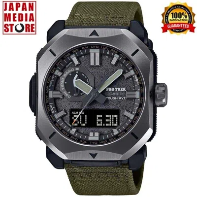 Pre-owned Casio Pro Trek Prw-6900yb-3jf Cordura Band Radio Solar Analog Digital Men Watch