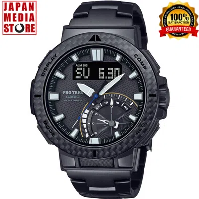 Pre-owned Casio Pro Trek Prw-73xt-1jf Angler Line Titanium Band Solar Radio Men Watch