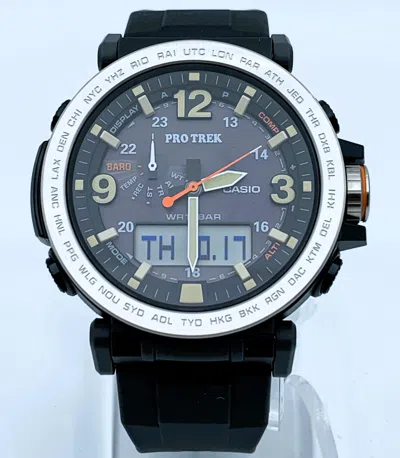 Pre-owned Casio Pro Trek Quartz Watch Prg 600-1dr Msrp $330