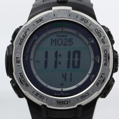 Pre-owned Casio Pro Trek Stainless Steel Wristwatch () In Black