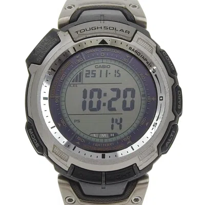 Pre-owned Casio Pro Trek Stainless Steel Wristwatch () In Multi