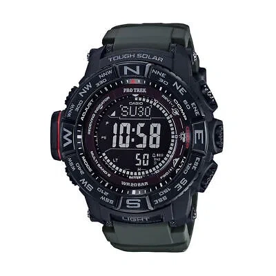 Pre-owned Casio Pro Trek Triple Sensor Watch With Stn Lcd Black