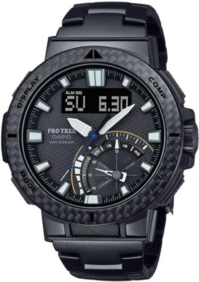 Pre-owned Casio Protrek Angler Line Radio Solar Prw-73xt-1jf Black Men's Watch In Box