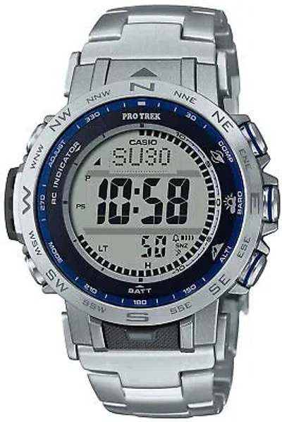 Pre-owned Casio Protrek Prw-31yt-7jf Blue Silver Solar Radio Men's Watch With Box