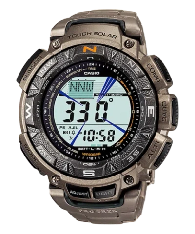 Pre-owned Casio Protrek Triple Sensor Solar Powered Titanium Men's Watch Prg-240t-7