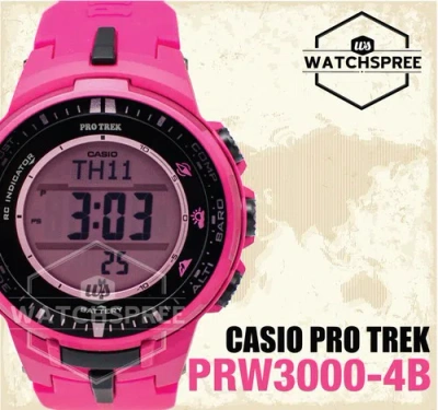 Pre-owned Casio Protrek Triple Sensor V3 Solar Atomic Series Watch Prw3000-4b