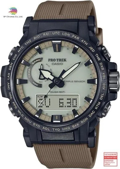 Pre-owned Casio Protrek Watch Climber Line Biomass Plastic Prw-61ld-5jf Men's Dark Coyote