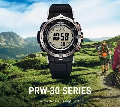 Pre-owned Casio Prw-30-1aer Protrek With Triple Sensor, Radio Controlled And Solar Power