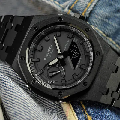 Pre-owned Casio Casi-oak Pure Steel Stealth Black - Special Custom Watch