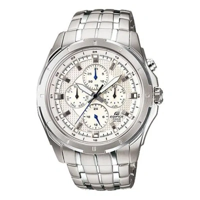 Casio Quartz Edifice Stainless Steel Strap White Dial Mens White Analog