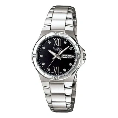 Casio Quartz Sheen Stainless Steel Strap Black Dial Black Analog In Neutral