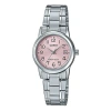 Casio Quartz Stainless Steel Strap Pink Watch Dial Pink Analog In Silver