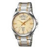 Casio Quartz Unisex Gold Dialsilver Strap Mens Goldsilver Analog In Metallic