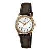 Casio Quartz Watch Antimagnetic Leather Strap In Gold