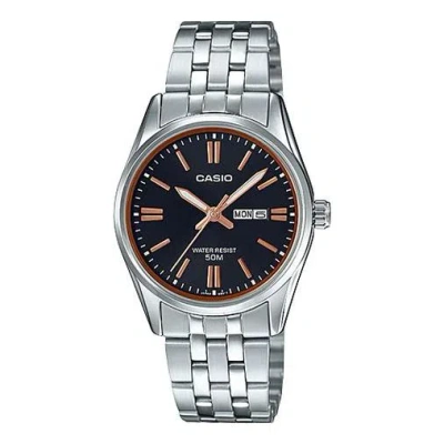 Casio Quartz Waterproof Black Analog In Metallic