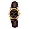 Casio Quartz Waterproof Black Dial Black Analog In Brown