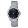 Casio Quartz Waterproof Black Dialsilver Mens Blacksilver Analog In Metallic