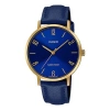 Casio Quartz Waterproof Blue Analog In Gold