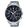 Casio Quartz Waterproof Edifice Stainless Steel Strap Black Watch Dial Mens Black Analog
