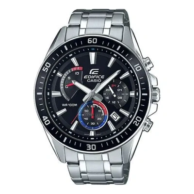 Casio Quartz Waterproof Edifice Stainless Steel Strap Black Watch Dial Mens Black Analog