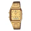 Casio Quartz Waterproof Gold Retro Mens Gold Analog/digital Combo