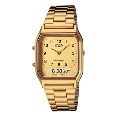 Casio Quartz Waterproof Gold Retro Mens Gold Analog/digital Combo