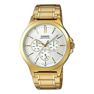 Casio Quartz Waterproof Goldwhite Dial Mens Goldwhite Analog