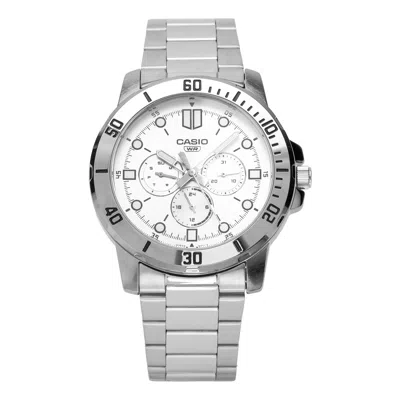 Casio Quartz Waterproof Mens Light Grey Analog In Silver