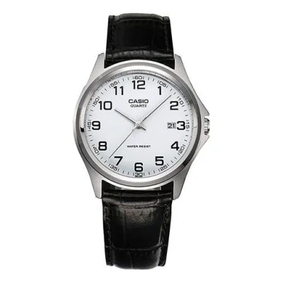 Casio Quartz Waterproof Mens Silver Analog In Black