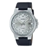Casio Quartz Waterproof Mens Silver Analog In Black