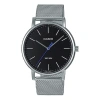 Casio Quartz Waterproof Mens Silver Analog In Metallic