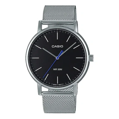 Casio Quartz Waterproof Mens Silver Analog In Metallic