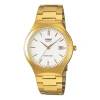 Casio Quartz Waterproof Mens White Analog In Gold