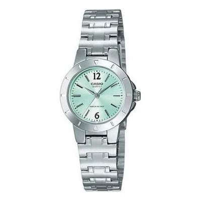Casio Quartz Waterproof Peppermint Green Analog In Silver
