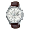 Casio Quartz Waterproof Sapphire Crystal Edifice Solar Powered Mens White Analog In Brown