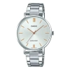 Casio Waterproof Stainless Steel Silver Quartz Unisex Mens White Analog In Metallic