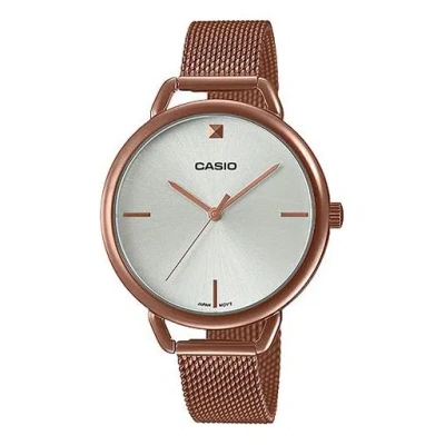 Casio Quartz Waterproof Silver Analog In Brown