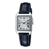 Casio Leisure Pointer Vintage Leather Squarees Quartzes White Analog In Black