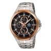 Casio Quartz Waterproof Sports Edifice Mens Rose Gold Analog In Silver