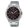 Casio Quartz Waterproof Stainless Steel Strap Mens Silverblack Analog In Metallic