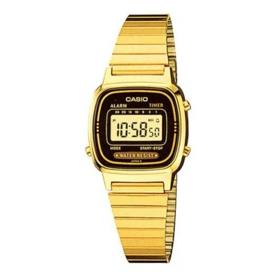 Casio Quartz Waterproof Unisex Black Digital In Gold