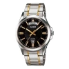 Casio Quartz Waterproof Unisex Mens Silverblack Analog In Metallic