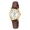 Casio Quartz Waterproof White Analog In Brown