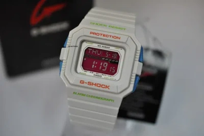 Pre-owned Casio Rare  G-shock Pink Dial Unisex Watch Gls-5500p-7 White Resin Digital